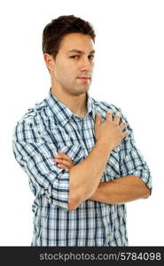 young casual man portrait, isolated on white