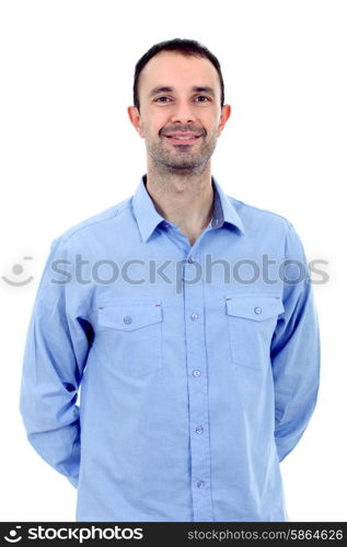 young casual man portrait, isolated on white