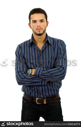 young casual man portrait, isolated on white