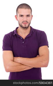 young casual man portrait, isolated on white