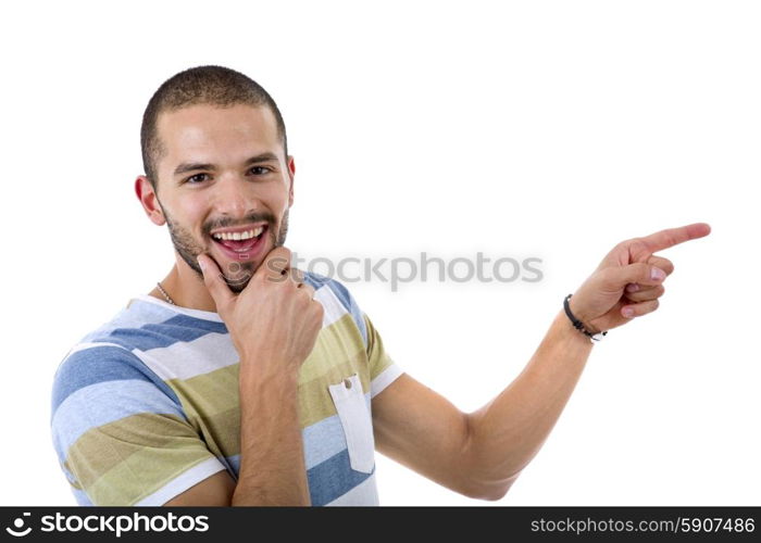 young casual man portrait, isolated on white