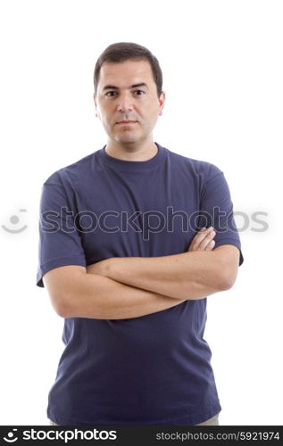 young casual man portrait, isolated on white