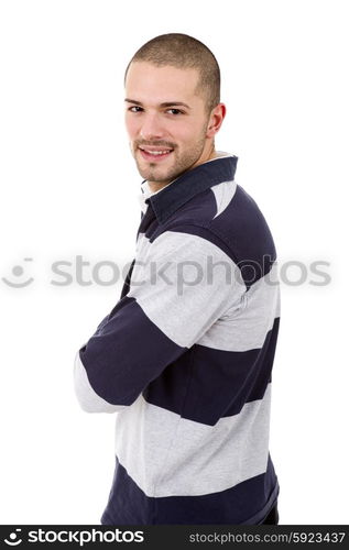 young casual man portrait, isolated on white