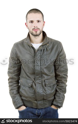 young casual man portrait, isolated on white