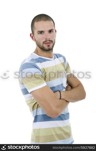 young casual man portrait, isolated on white