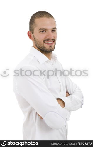 young casual man portrait, isolated on white