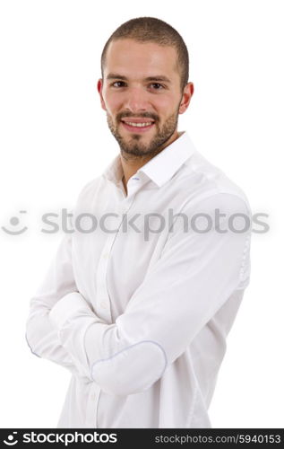 young casual man portrait, isolated on white