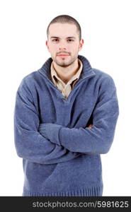 young casual man portrait, isolated on white