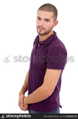 young casual man portrait, isolated on white