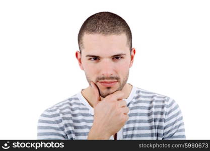 young casual man portrait, isolated on white