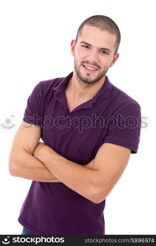 young casual man portrait, isolated on white