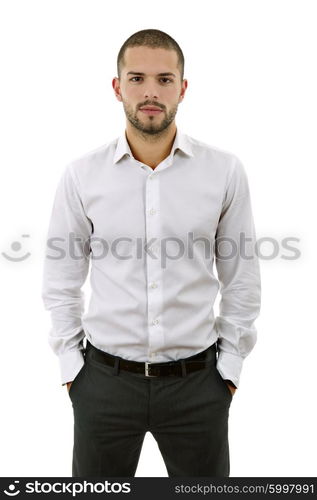 young casual man portrait, isolated on white