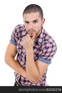 young casual man portrait, isolated on white