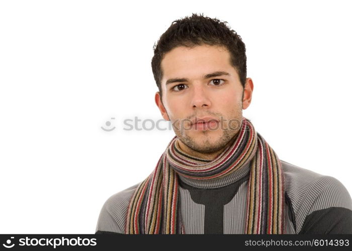 young casual man portrait, isolated on white