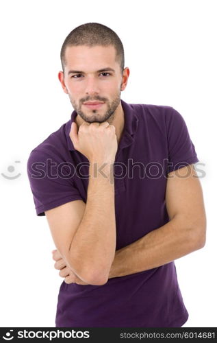 young casual man portrait, isolated on white