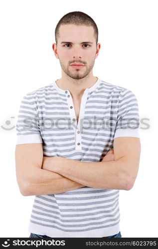 young casual man portrait, isolated on white