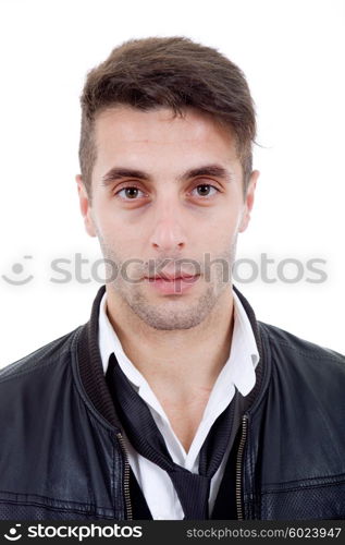 young casual man portrait, isolated on white