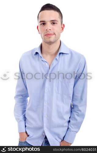 young casual man portrait, isolated on white