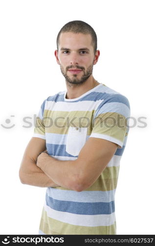 young casual man portrait, isolated on white