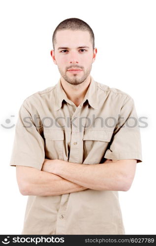 young casual man portrait, isolated on white