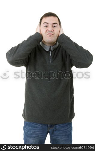 young casual man portrait, isolated on white