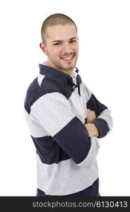 young casual man portrait, isolated on white