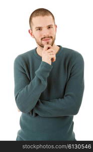 young casual man portrait, isolated on white