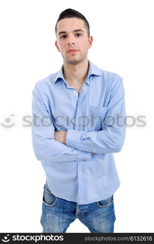 young casual man portrait, isolated on white