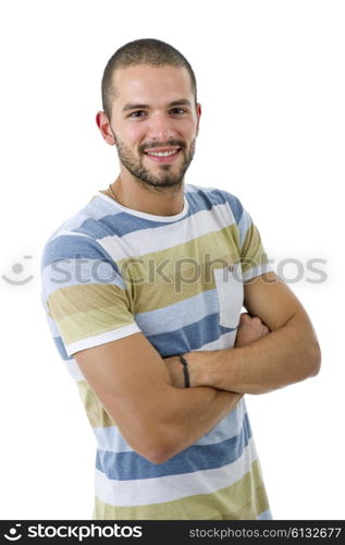 young casual man portrait, isolated on white