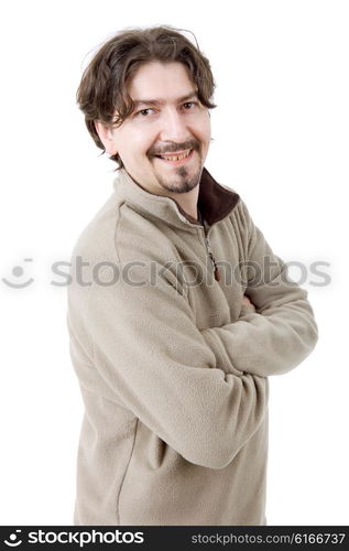 young casual man portrait, isolated on white