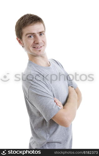 young casual man portrait, isolated on white