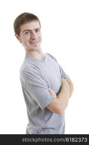 young casual man portrait, isolated on white