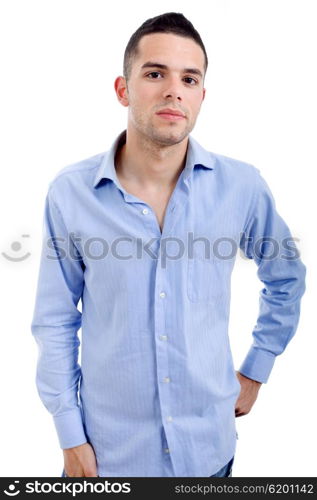 young casual man portrait, isolated on white