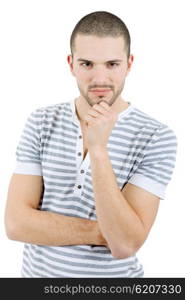 young casual man portrait, isolated on white