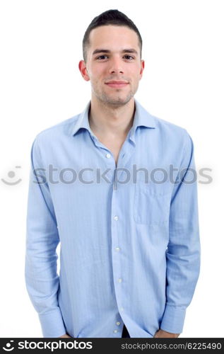 young casual man portrait, isolated on white