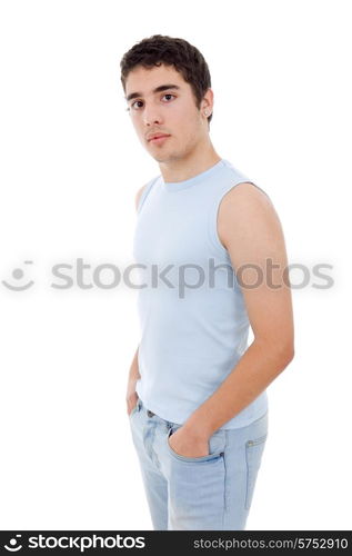 young casual man posing, isolated on white background