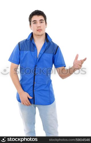 young casual man posing, isolated on white background