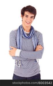 Young casual man posing isolated over white