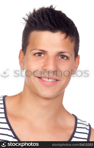 Young Casual Man with a striped shirt Isolated on White
