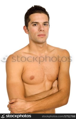 young casual naked man isolated on white