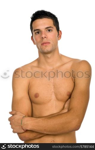 young casual naked man isolated on white