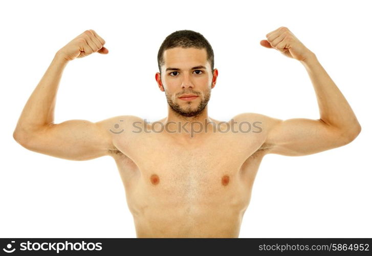 young casual naked man isolated on white