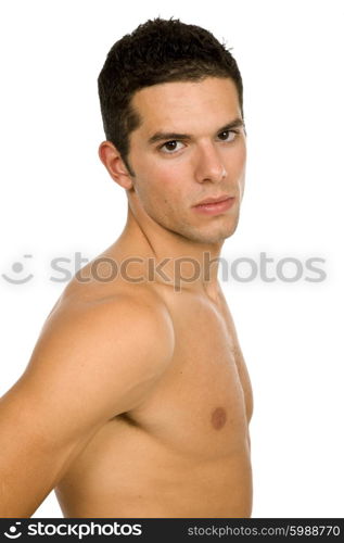 young casual naked man isolated on white