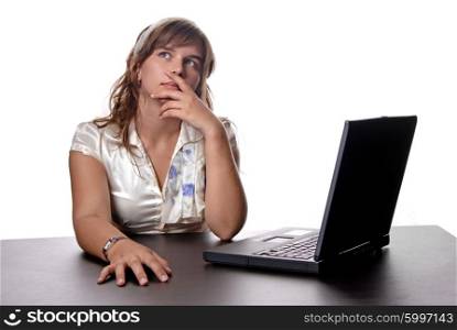 young casual woman working with her laptop