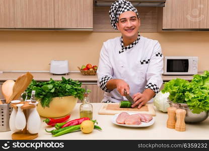 Young chef working in the kitchen