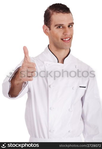Young Chief Showing thumbs up on isolated background