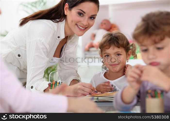 Young children in classroom