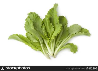 Young Chinese cabbage leaves on white background