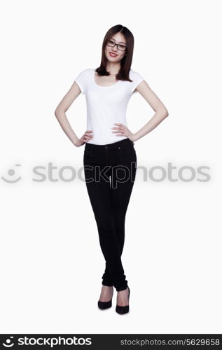 Young confident woman looking at camera