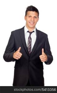 Young Confident young business man saying Ok isolated on white background